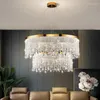 Lustres Moderne LED Cristal Plafond De Luxe Suspension Pour Salon Salle À Manger Cercle Suspension Lumière Décor À La Maison Lustre Luminaire