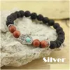 Beaded Lava Stone Yoga Energy Bracelet Antique Gold Sier Hamsa Hand Fashion Jewelry Accessories For Women Men Drop Delivery Dhews