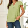 Blouses pour femmes Summer V couche en V Ruffle Shirts à manches courtes Shirts surdimension