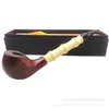 2023 Smoking Pipes Medium Red Bamboo Resin Pipe Gift Boxed Medium Long Pipe Smoking Accessories