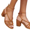 Sandals Kncokar Nieuwe zomer 2022 Nieuwe mode dikke hiel open teen maat 4043 dames sandalen elastische band dikke hakken z0325