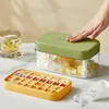 Basın Tip Ice Cube Maker Bar Araçları Silikon Buz Tepsisi Kapaklarla Kalıp Yaratıcı Saklama Kutusu Kare Kübik Konteyner