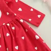 Mädchen Kleider Lioraitiin 0–5 Jahre Kleinkind Mädchen Valentinstag Kleid Herz Brief Druck Rüschen Langarm Rundhalsausschnitt