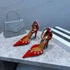 2023 moda donna scarpe perline tacchi alti sfera di cristallo scarpe di cristallo in pelle Aquazzura scarpe da donna sandali con tacco alto Aquazzuras designer matrimonio da B7t2 #