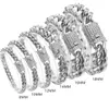 Bracelets de charme Arrivée 81012141618mm en acier inoxydable Miami Curb Chaîne cubaine Bracelet en cristal Casting Lock Fermoir Mens Link bijoux 230325