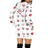 Robes décontractées Printemps Femmes Saint Valentin Robe Amour Sac imprimé Poche de hanche Manches longues Sweats à capuche Junior Filles Bal