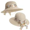 Yaz güneş koruma hasır şapka güneş şapka geniş ağzına kadar kötü kadın şapka bayan kap bowknot kurdele kız açık seyahat kapağı kadın kapağı hediye