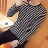 Men's T-Shirts Striped T-shirt Fashion Men's Long Sleeve Shirt Trendy Black and White Striped Tops for Men Casual Bottoming Shirt Oversized 230327