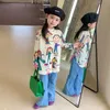 Kids Shirts Girls Cute Cartoon Blouse Casual Spring Autumn Fashion Long Top 37Y Allmatch Clothes Children Costumes 230327