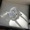 Anelli a fascia Colore argento Ovale Taglio a pera Fedi nuziali per le donne Promessa di lusso Fidanzamento Gioielli da sposa Anello anniversario con zirconi cubici Z0327