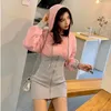 Casual Dresses Women's Sweet Dress Korean Fashion Hooded Color Stitching Slim