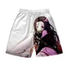 Herren Shorts Anime Demon Slayer Strandshorts Tanjiro Nezuko Lässige 3D-gedruckte Strandhose für Männer Frauen Kinder Harajuku Streetwear Lose Kurze W0327