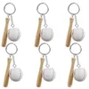 Mini Baseball Keychain Hanger Creative Small Wooden Stick Key Chain Bagagedecoratie Crafts Keyring