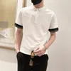 Polos masculinos de estilo britânico camisetas de pólo de lapela homens magros de manga curta