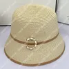 Semester Straw Bucket Hat Woman Beach Hats Mens Fashion Grass Braid Luxury Bucket Hats Patchwork Designer Fitted Caps Semester Casquette Bob