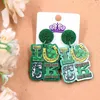 Dange oorbellen St. Patrick's Day voor vrouwelijke meisjes Ierse Shamrock Acryl Green Luck UV Printing Groothandel geschenk
