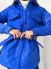 Trenchs de femmes manteaux de coton rembourré femmes 2023 automne hiver solide collier à manches longues dames cardigan veste ceinture de mode