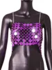 Женские танки европейские сексуальные акриловые короткие топы рубашки CAMIS 2023 Purple Sequined Beading Beading Hollow Out Bra Chain Tance Show Body Body