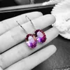 Studörhängen 925 Silver Fashion Imitation Natural Amethyst Crystals Inlaid Tourmaline Earring For Women Fine Jewelry Wholesale