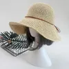 Wide Brim Hats Ladies Sun Hat For Women Bowknot Raffia Straw Foldable Summer Beach Female Chapeau FemmeWide Davi22