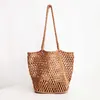 Beach Bags New Japanese and Korean Handwoven Hollow Net Cotton Rope One Shoulder Handbag Holiday Leisure 230327