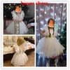 Girl's Dresses 12M Baby White Baptism Ruffle Sleeve Birthday Princess Tutu Gown Flower Wedding Party 1st Communion Cloth 230327