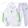 Tracksuits masculinos 2023 novas letras trapstar impressas homens e mulheres conjunto de esportes casuais com capuz moda cápsula conjunto t230327