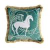 豪華なベルベット刺繍馬パターンクッションケースモダンノルディックシンプル枕カバーソファソファスロー枕