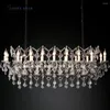 Chandeliers 19th C. Rococo Iron & Crystal Rectangular Modern Retro LED Candle Rustic Black Pendant Lamps Living Room Lights