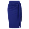 Skirts Kate Kasin Women's Skirt Elastic High Waist Bow Tie Knee Length Stretch Bodycon Pencil Skirts with Slit office Lady Workwear A30 230327