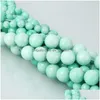 Stone 8mm naturliga Amazonite pärlor runda löst 6mm 10mm 12mm för smycken som tillverkar halsband diy armband droppleverans 20 dhgss