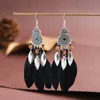 Multicolor Boho Feather Women Dangle Earrings Alloy Geometric Handmade Beads Leaf Long Earings Mujer Indian Jewelry Pendientes