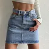 Rokken Y2K Womens Hoge Taille Denim 2023 Holle Knop Rits Mini Dames Sexy Kleding Vrouwelijke Party Night Club Street Wear 230327