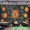 Bakgrundsbilder Anpassad storlek Mural Wallpaper 3D Personlighet Pizza Shop Chalkboard Wall Painting Restaurang Cafe Milk Tea Bakgrund Pappers