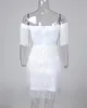 الفساتين غير الرسمية Feditch 2023 White Tassel Sexy Dress Women Womens Of Conder Mini Mini Summer Summant Bodycon Party Vestidos