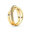 Anelli di banda 2022 Nuovo anello 925 Sterling Silver Gold Zircone Zircon Sparkling Bone Heart Ring Women Original Pandor Fine Jewelry G230327