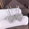 Orecchini pendenti a forma di cuore da donna con gioielli pendenti con zirconi di cristallo lucido pieno anello per orecchio di moda per ragazze da fidanzamento