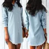 Women's Blouses Women Spring Autumn Denim Jeans And Shirts Long Sleeve Button Tassel Blouse Tops Ladies Casual Blusa