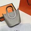 Récemment Designer In The Loop Sacs seau Motif Lychee Cuir de veau véritable Poignée supérieure Sacs à main Bas Matériel argenté Picontin Cordon de serrage Doublure en daim Portefeuille Porte-monnaie