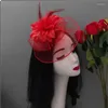 Headpieces Women's Hat Flower Feather Hairpin Wedding Party Bride's Mesh Veil Headdress