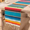 Meksykański w stylu Rainbow Stripe Table Runner Tkanin z tassels meksykański okładka stołu imprezowego