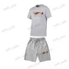 Männer Trainingsanzüge Sommer T-shirt Shorts Set TRAPSTAR Brief Gedruckt Baumwolle Kurzarm 2PC Casual männer Set T230327