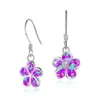 Dangle Earrings Trendy Silver Plated 5 Colors Leaf Shape Opalite Opal For Women Party Gift Jewelry