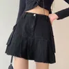 Kjolar gotiska jean shorts kjolar kvinnor sommar veckade mini kjolar 90 -tals streetwear punk estetik botten y2k sexig svart jupe femme 230404