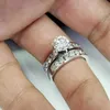 Bandringe Huitan, klassische und einfache runde Zirkonia, 2-teilige Ringe für Frauen, moderner Luxus, Hochzeit, Verlobung, Zubehör, Ewigkeitsschmuck Z0327