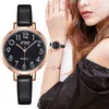 Armbanduhren CCQ Weibliche Saat Einfache Leder Armband Frauen Uhren Quarz Kleid Uhr Relogio Feminino Runde Digitale Zifferblatt XB40