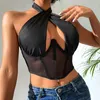 Damestanks zomer criss kruis halter tanktops dames mouwloze uitsparing sexy crop club slijtage streetwear