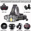 8 LED T6 Brightest Headlamp USB充電式18650バッテリーコブヘッドライトヘッドトーチ充填キャンプ用のスーパーブライトヘッドランプ