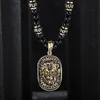 Hiphop Gold Black Lion Head Pendant Halsband Män kvinnor pärlor kedja rostfritt stål rappar smycken man bijoux leverantörer