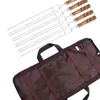 Utensili Accessori Forchette per arrostire portatili in acciaio inossidabile con borsa a forma di U Manico in legno Spiedini per cani da campeggio BBQ Barbecue 5 pezzi / set